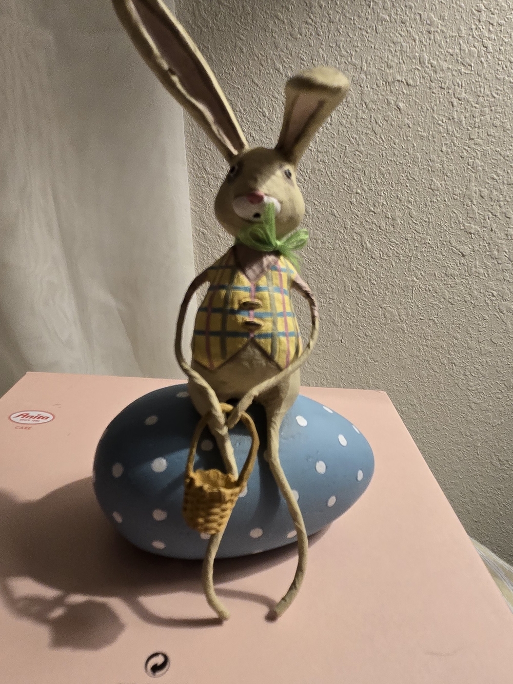 Lori C. Mitchell ESC Company Easter Bunny Sitting On Blue Polka Dot Egg Figurine - Picture 3 of 8